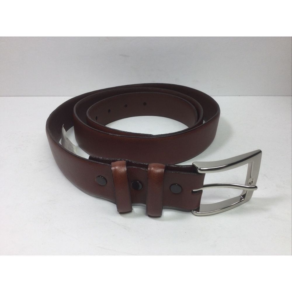 Torino Leather Belt Italian Croce Calf Leather Size 44 Silver Buckle Made In USA